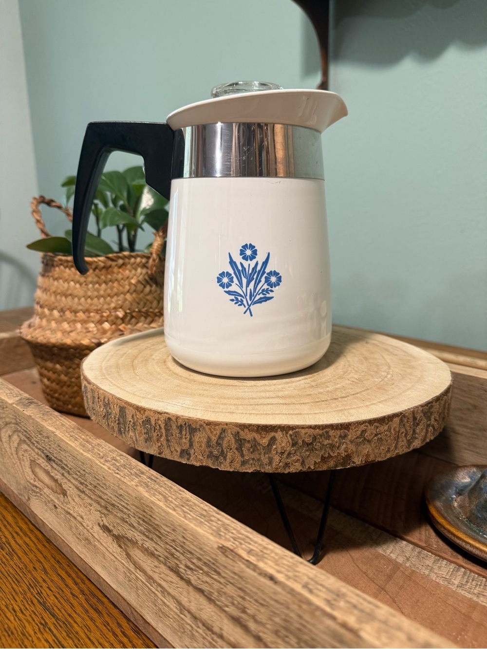Corning Ware 6 Cup Blue Cornflower Percolator